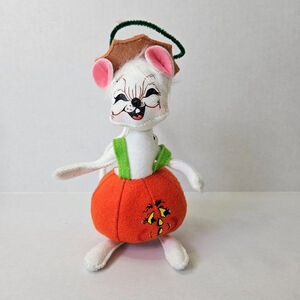 Annalee Pumpkin Mouse 6" Figurine Felt Doll Decor Vintage Style Fall Whimsical